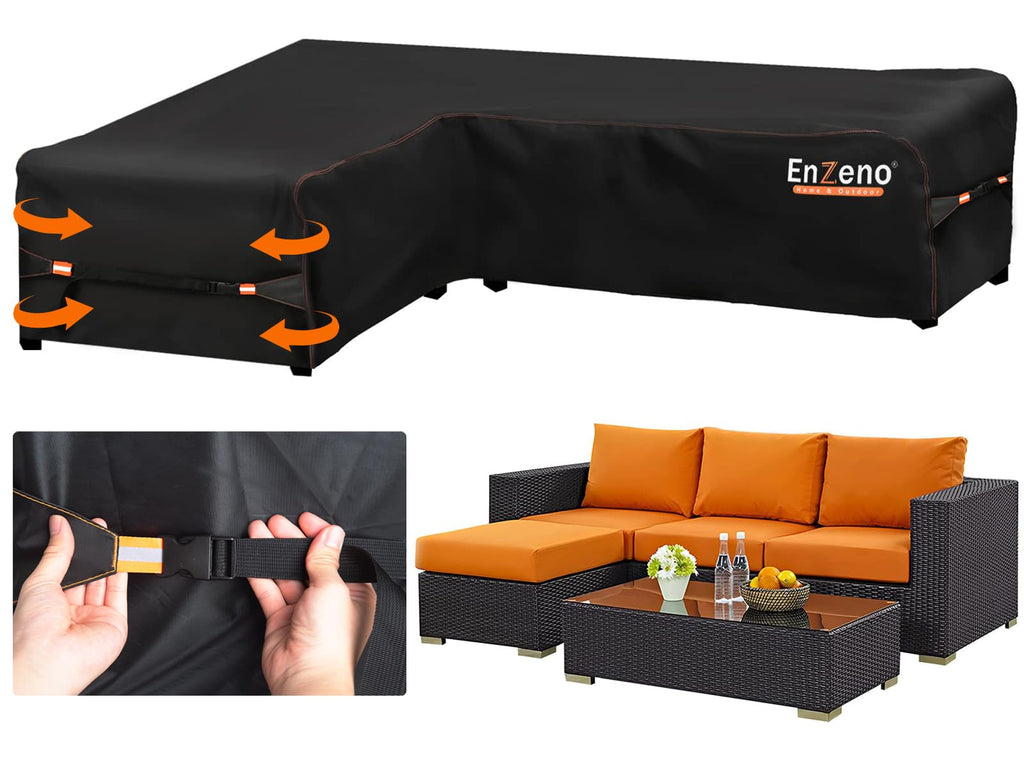 Enzeno L-Shape Garden Furniture Cover – 420D Heavy Duty Waterproof Oxford