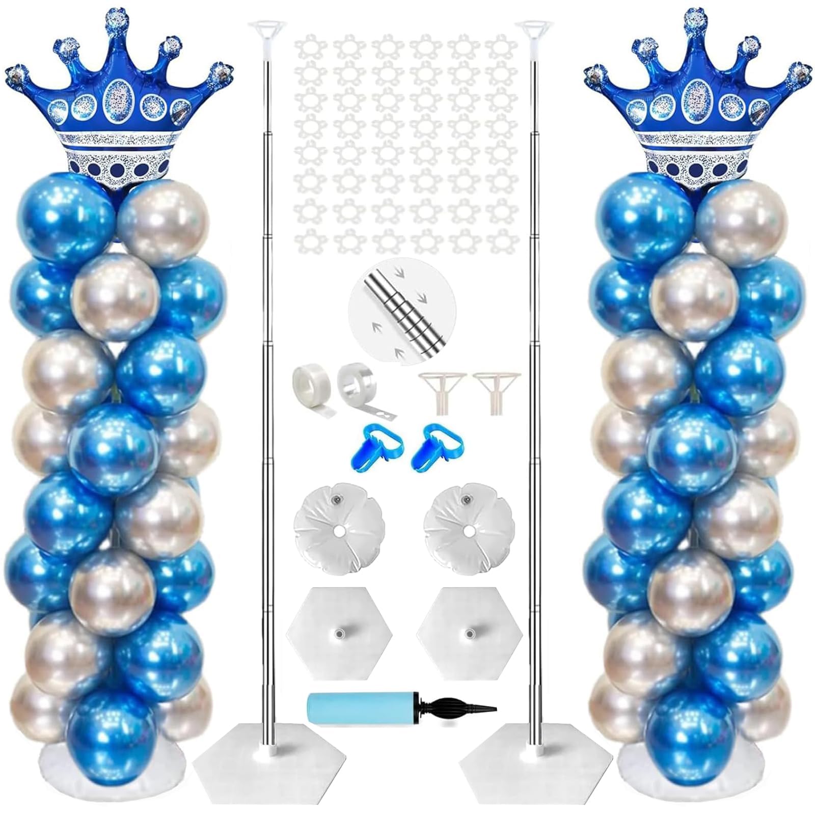 Kaucytue Balloon Column Stand Kit - Set of 2 Adjustable 2m Metal Arches