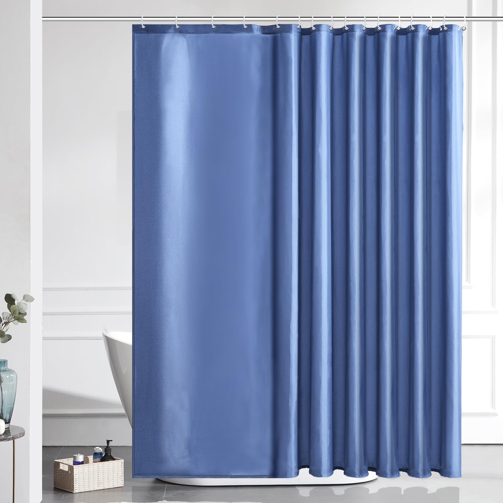 Extra Wide Shower Curtain | Misty Blue Waterproof Polyester