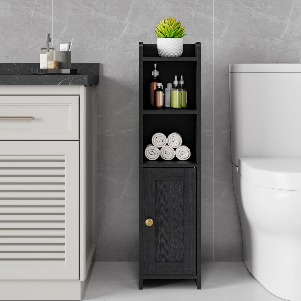 Lomojo Small Bathroom Storage Cabinet Corner, 20x20x78cm, Black