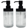 Suanti 2-Pack Ribbed Glass Soap Dispenser Set with Matte Black Pump