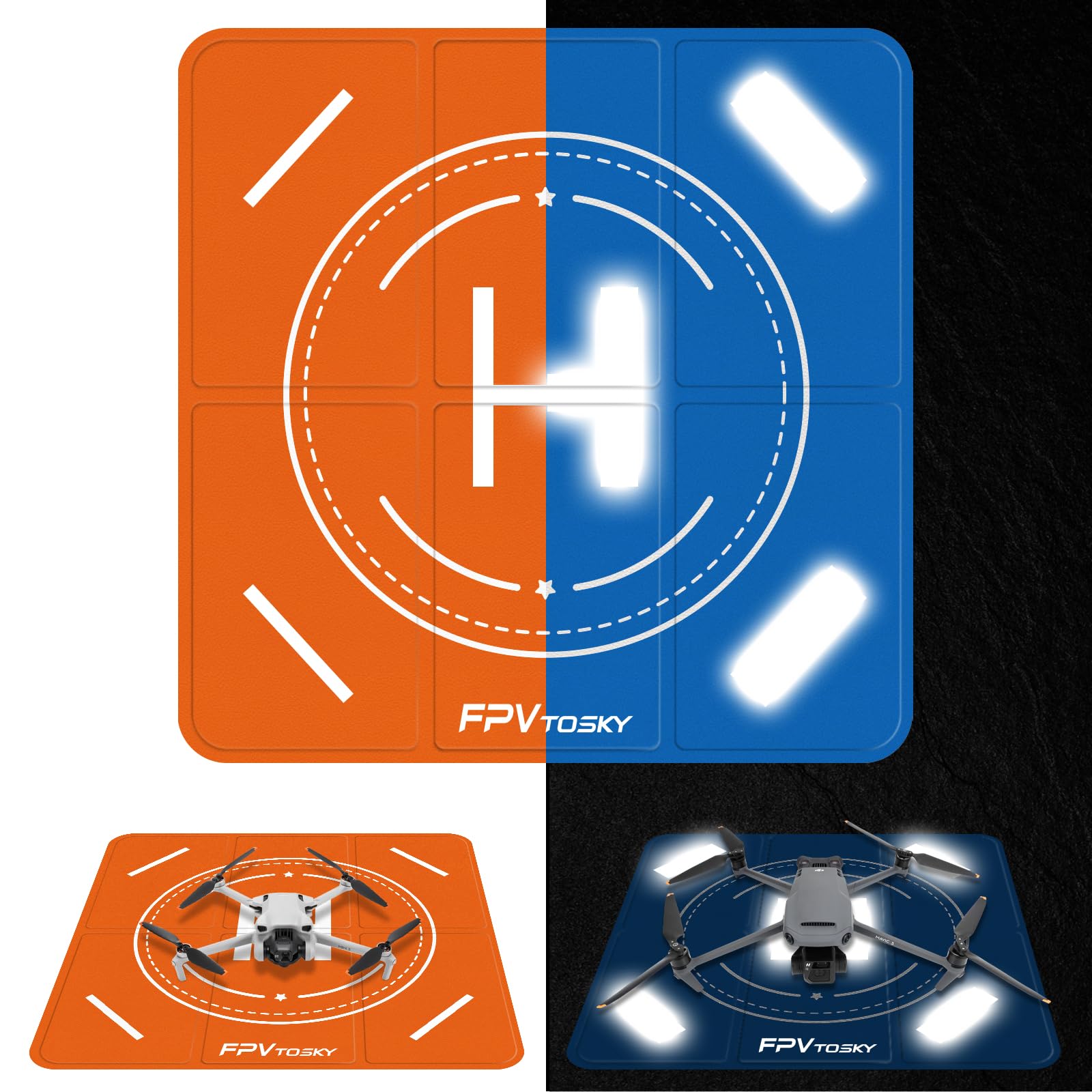 FPVtosky 20" Weighted Drone Landing Pad | Reflective Fast-Fold Design