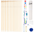 ilauke 70Pcs Bamboo Knitting Needle Set | 18 Pairs Single Pointed Kit