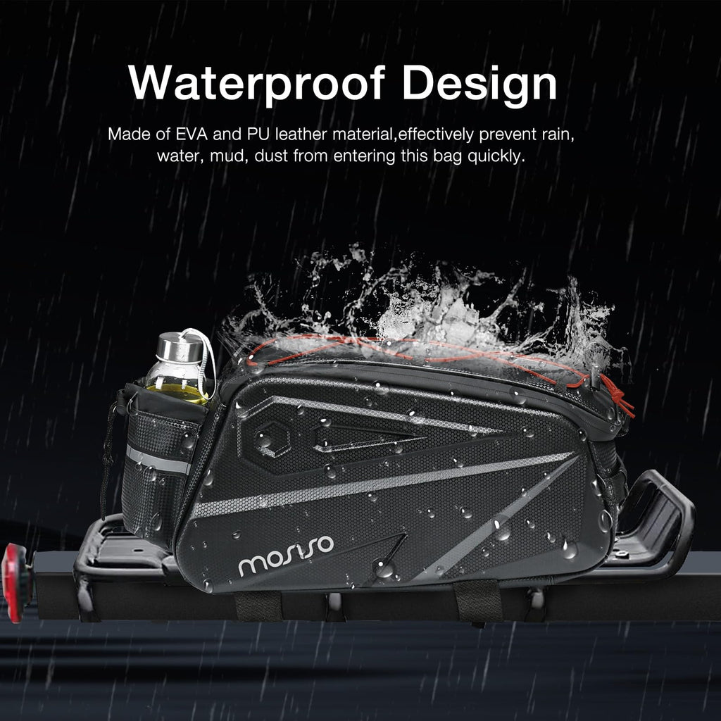 MOSISO 14L Waterproof Bike Rack Bag – EVA Rear Seat Trunk Pannier, Black
