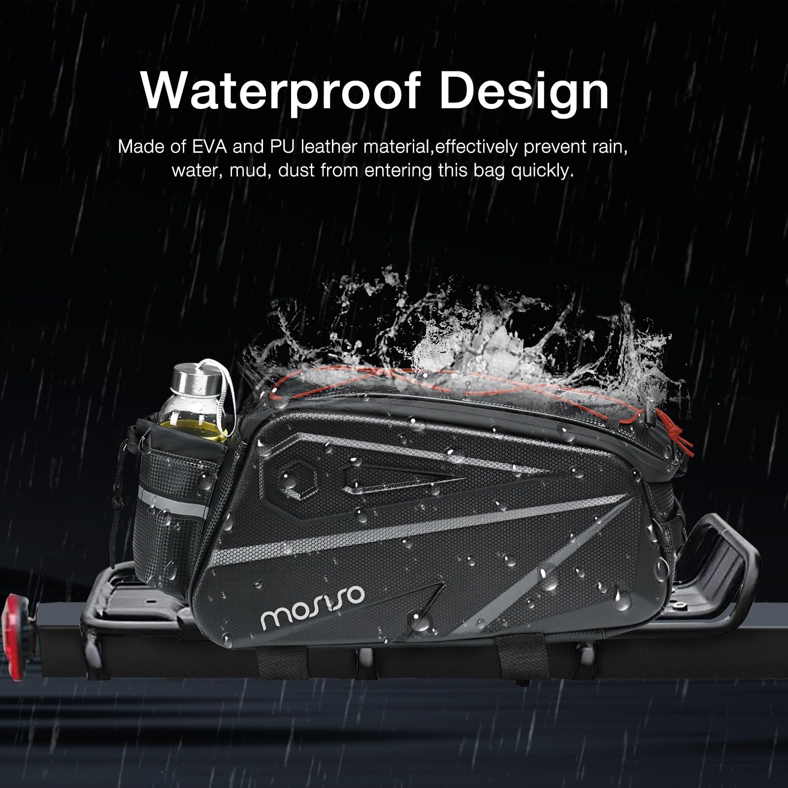 MOSISO 14L Waterproof Bike Rack Bag – EVA Rear Seat Trunk Pannier, Black