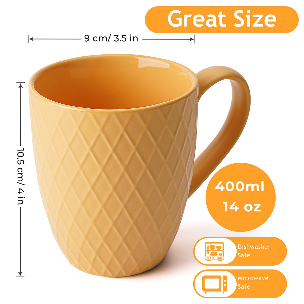MIAMIO 6-Piece 400ml Ceramic Coffee Mug Set - Matte Red Stoneware