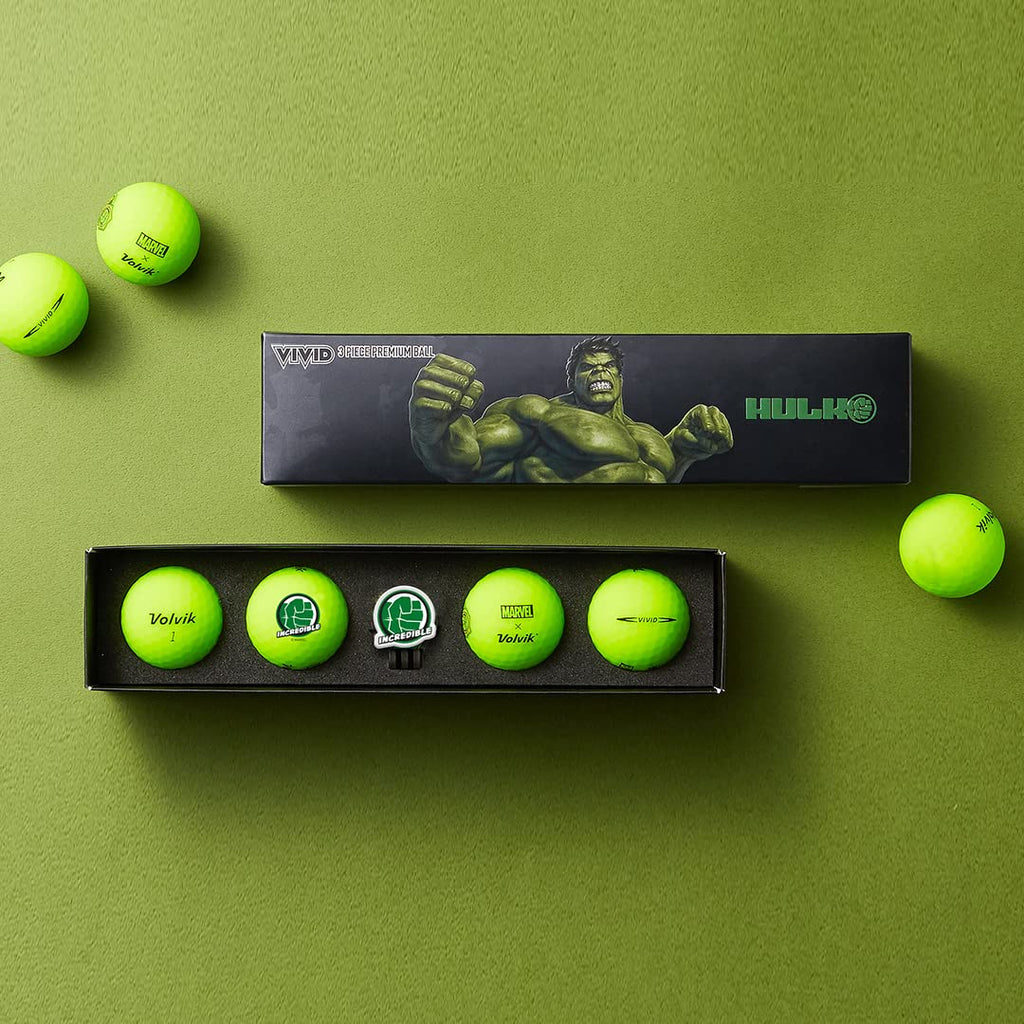 Volvik x Marvel Hulk 2.0 Golf Gift Set | 4 Vivid Matte Golf Balls