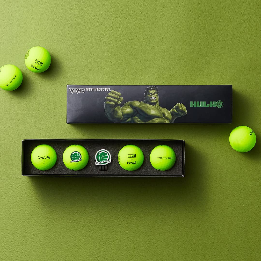 Volvik x Marvel Hulk 2.0 Golf Gift Set | 4 Vivid Matte Golf Balls