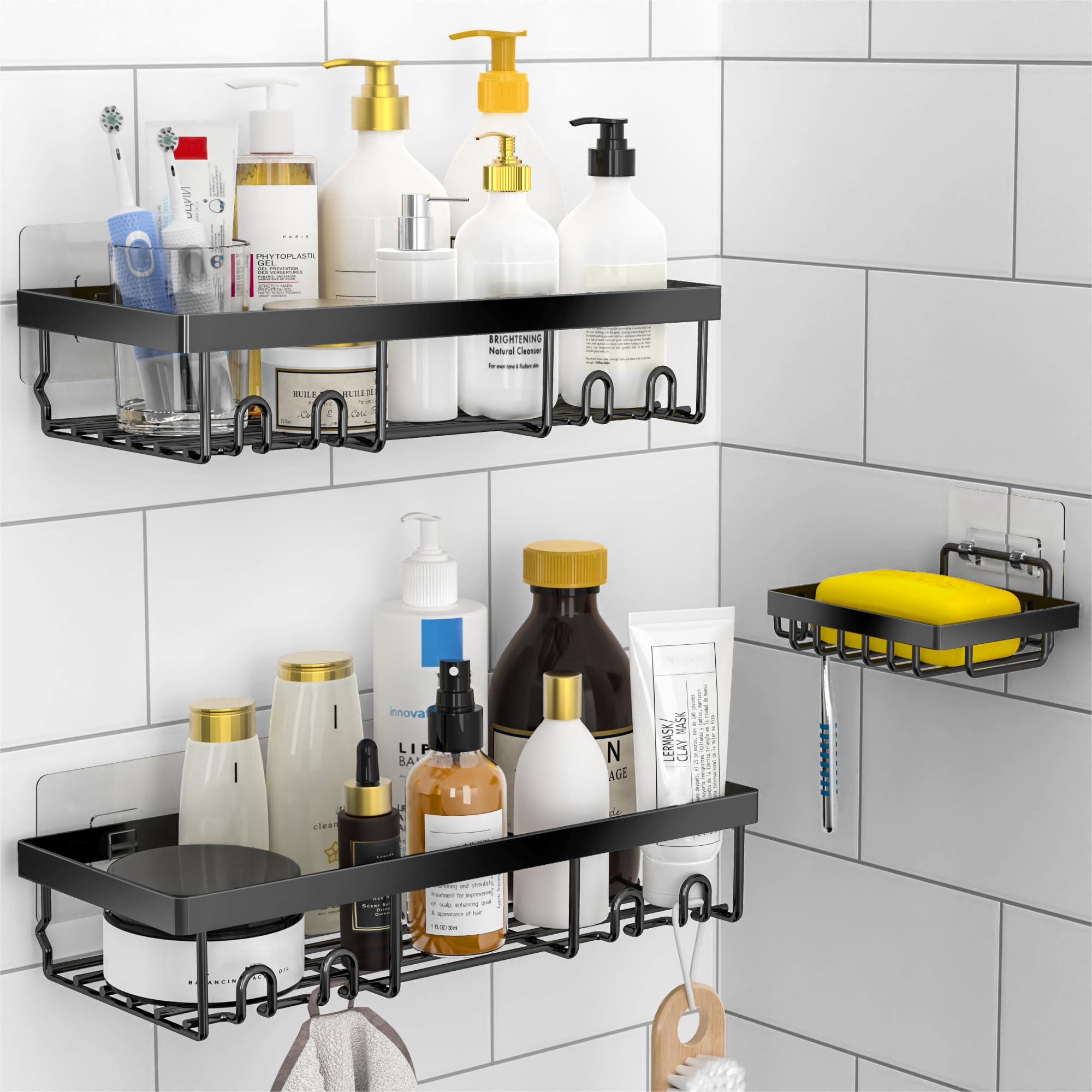 DIFULI 3-Pack Shower Caddy Shelf | No-Drill Adhesive Bathroom Organiser