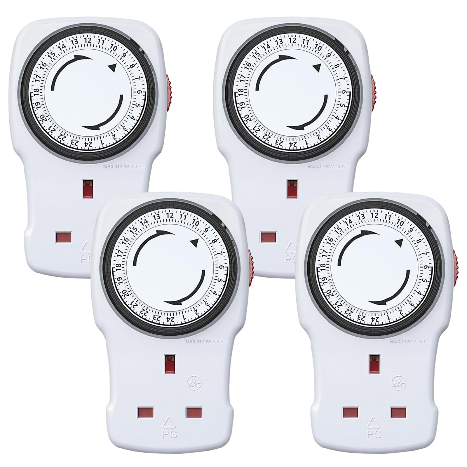 G-Homa 24 Hour Mechanical Timer Plug Socket for Indoor Lights | 4 Pack