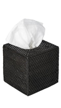 Jolof Store Rattan Square Tissue Box Cover – Handwoven Solid Black