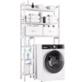 SMIBUY 6-Tier Bamboo Over The Toilet Storage Rack with Drawers - White