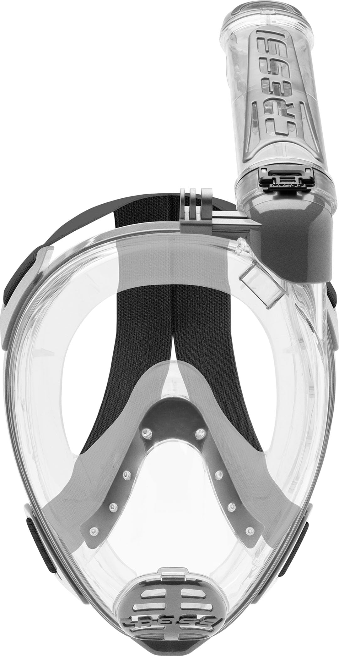 Cressi Duke Full Face Snorkel Mask with Action Cam Holder - Clear/Silver