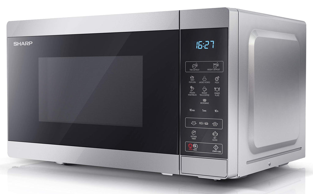 Sharp YC-MS02U-S 800W Digital Microwave – 20L Compact Solo Oven, Silver