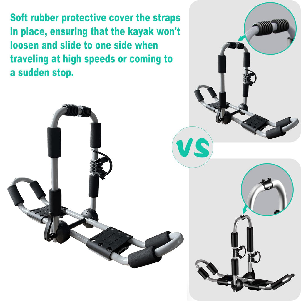 ASMSW Folding Kayak Roof Rack | 4-in-1 Adjustable J-Bar with Straps
