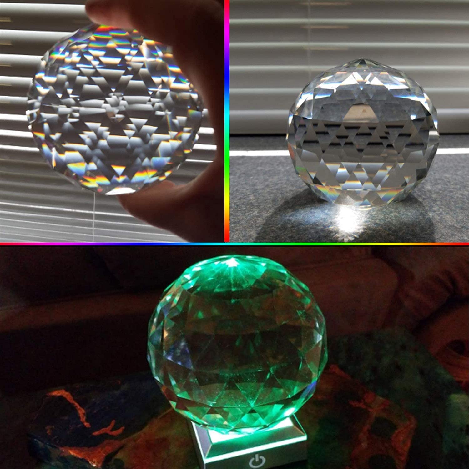 K9 Crystal Ball Prism Suncatcher – 100mm Faceted Rainbow Maker