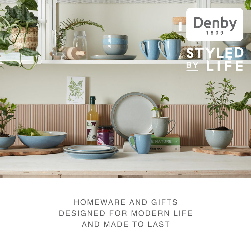 Denby Elements Blue Coffee Mug Set of 4 | 330ml Stoneware Ceramic