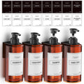 Anhow 4PCS Wall Mounted Soap Dispenser Set | 500ml No-Drill PETG Brown