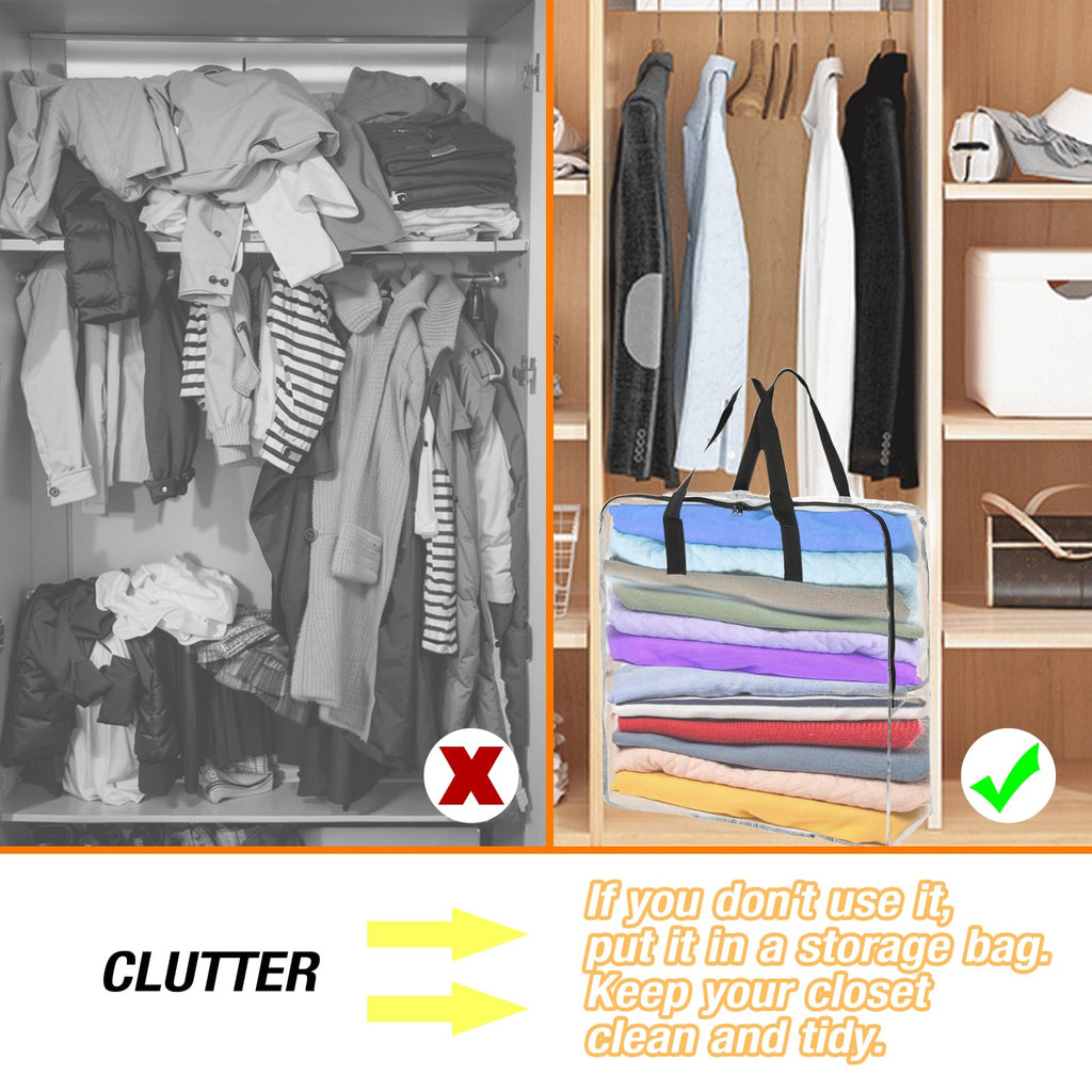 80L Clothes Storage Bags, 4 Pack Large Clear Capacity Clothes Organizer with Zips, Moisture proof - image 4