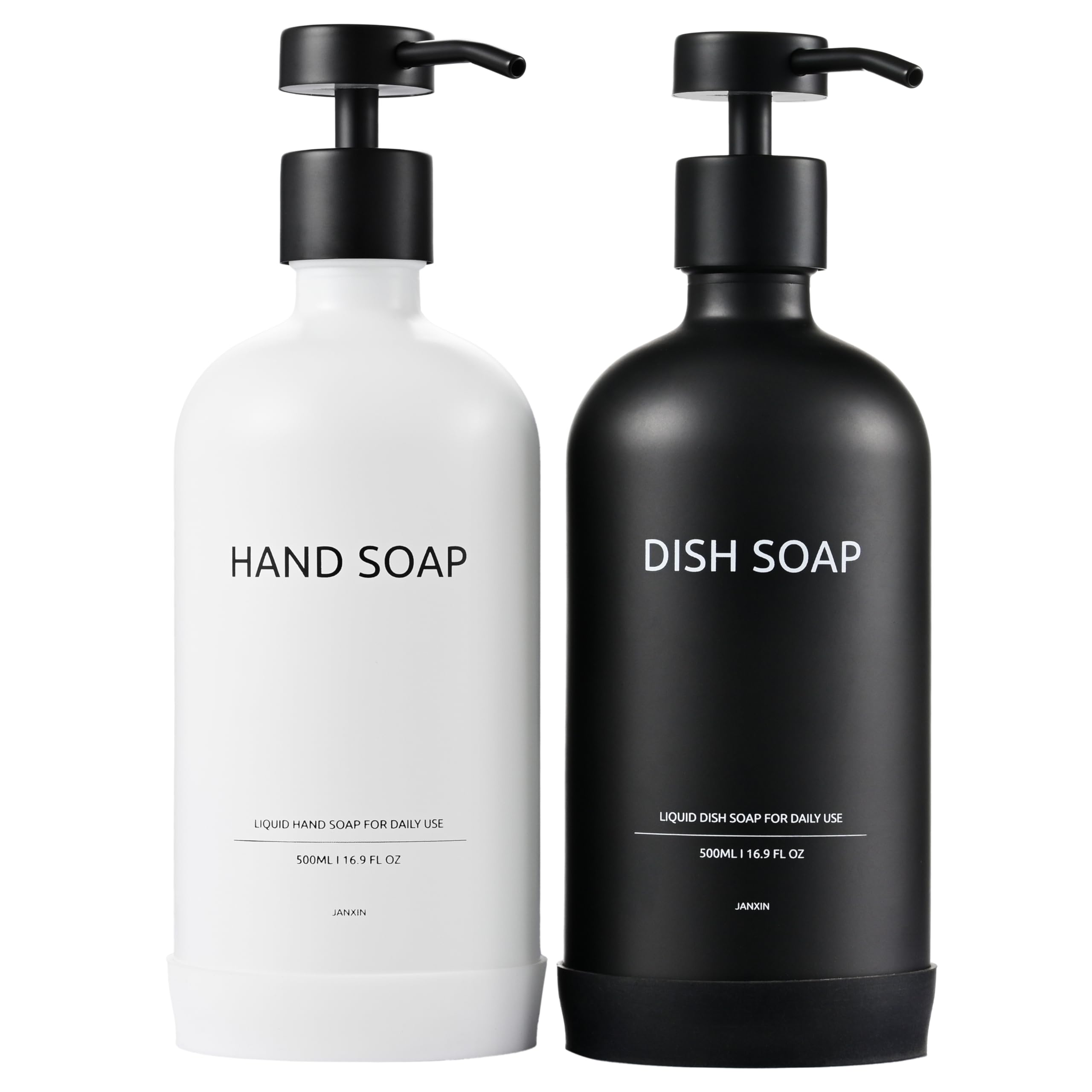 Janxin Set of 2 Glass Soap Dispensers 500ml with Stainless Steel Pump