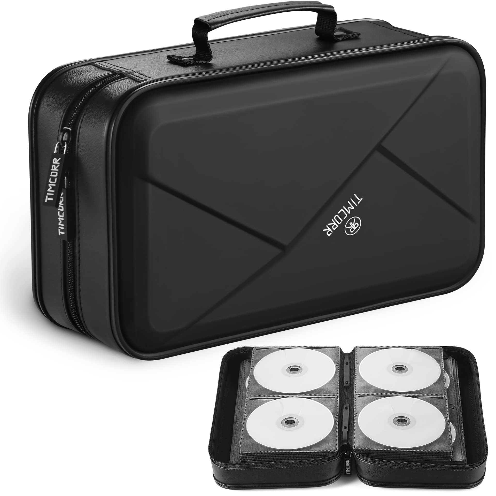 TIMCORR 144 Capacity CD/DVD Case Holder – Portable Plastic Storage Binder