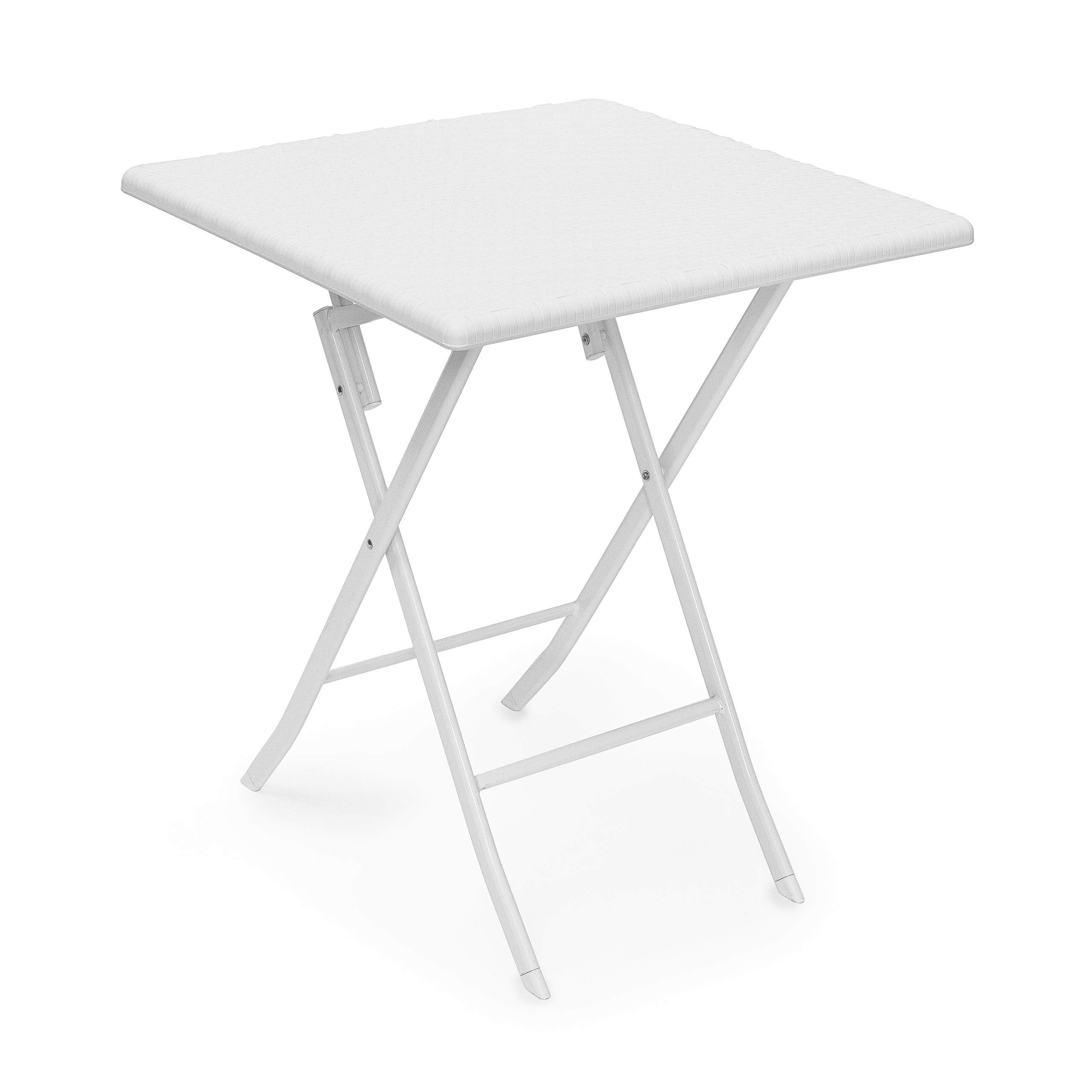 Relax Days Bastian Square Folding Garden Table – White Rattan Style