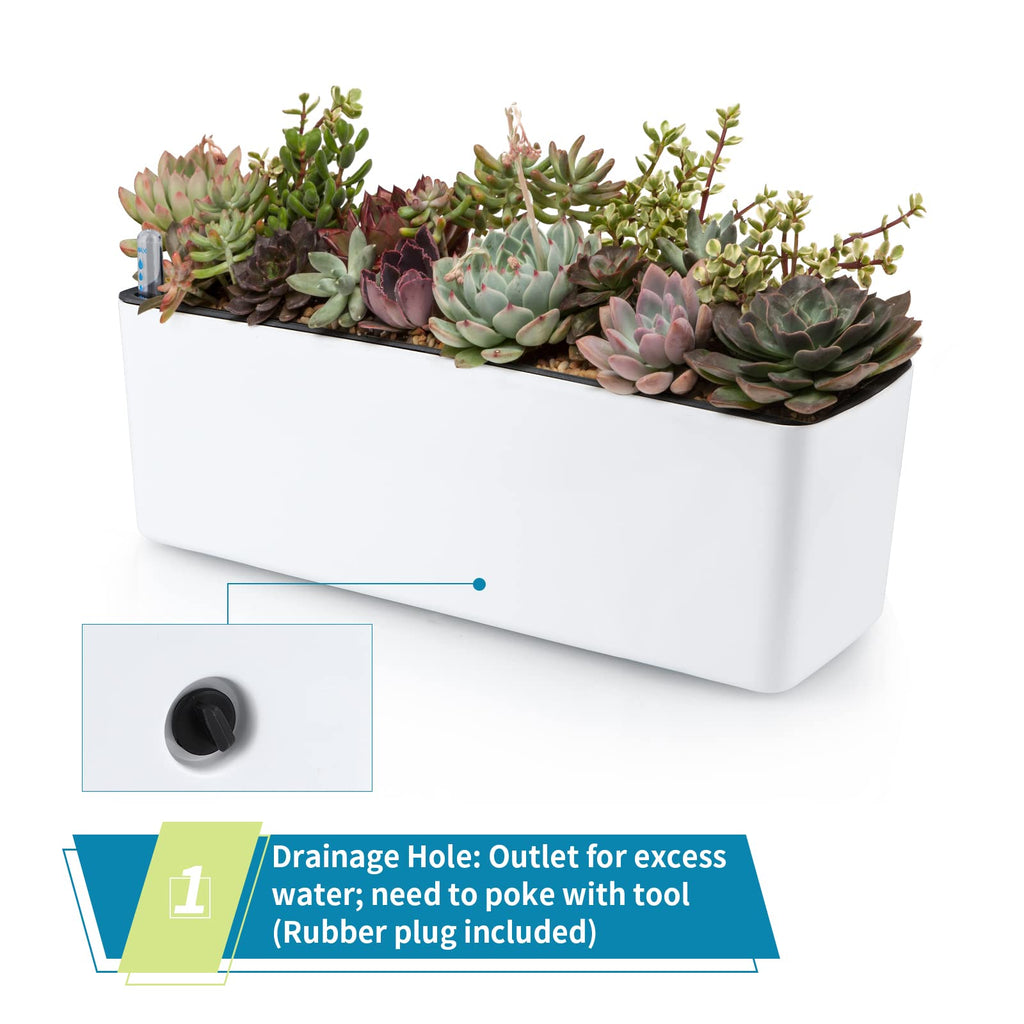 Skelang 2-Pack Self Watering Planter – Rectangle Window Box with Indicator