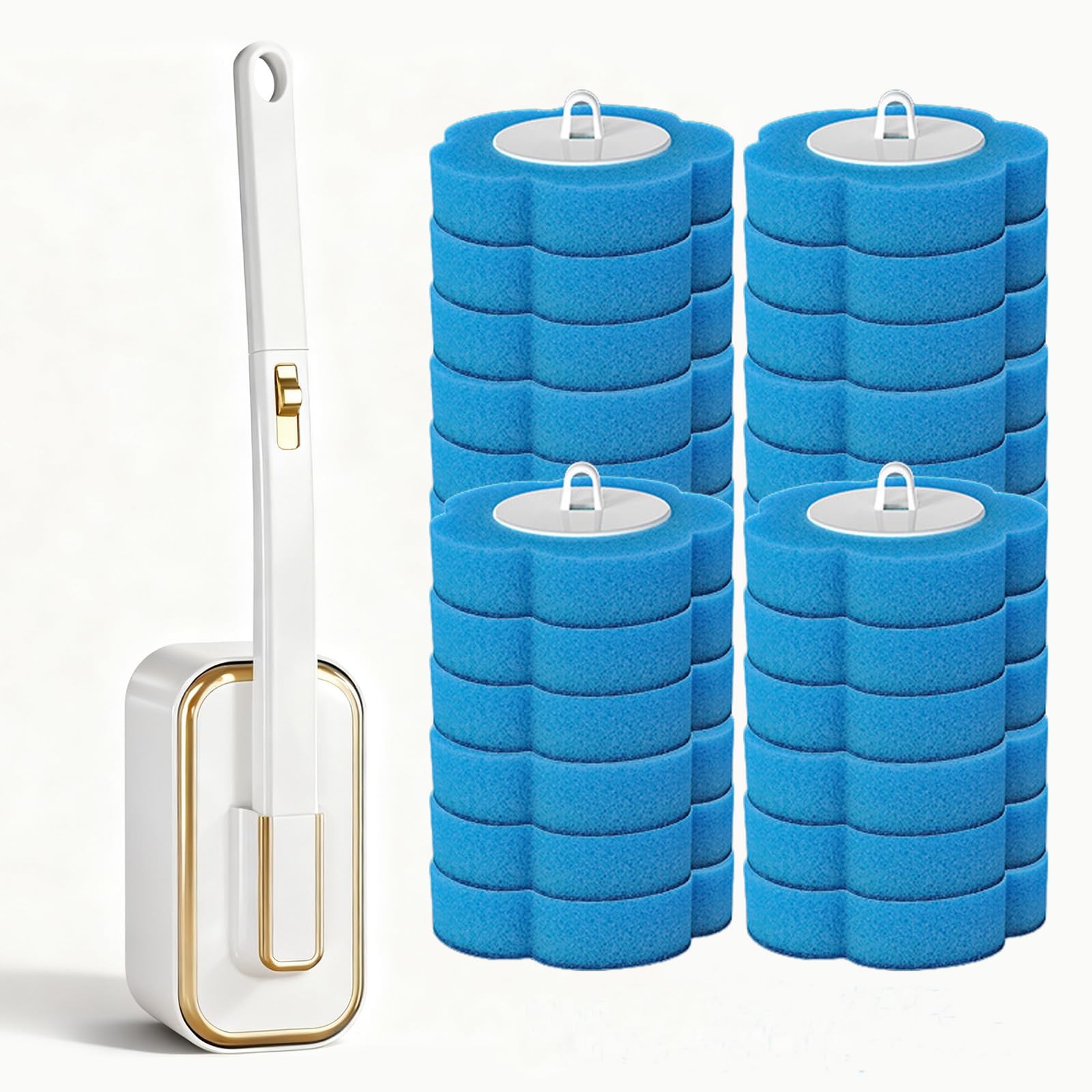 Jolof Store Disposable Toilet Brush Set | 48 Refills & Wall Holder
