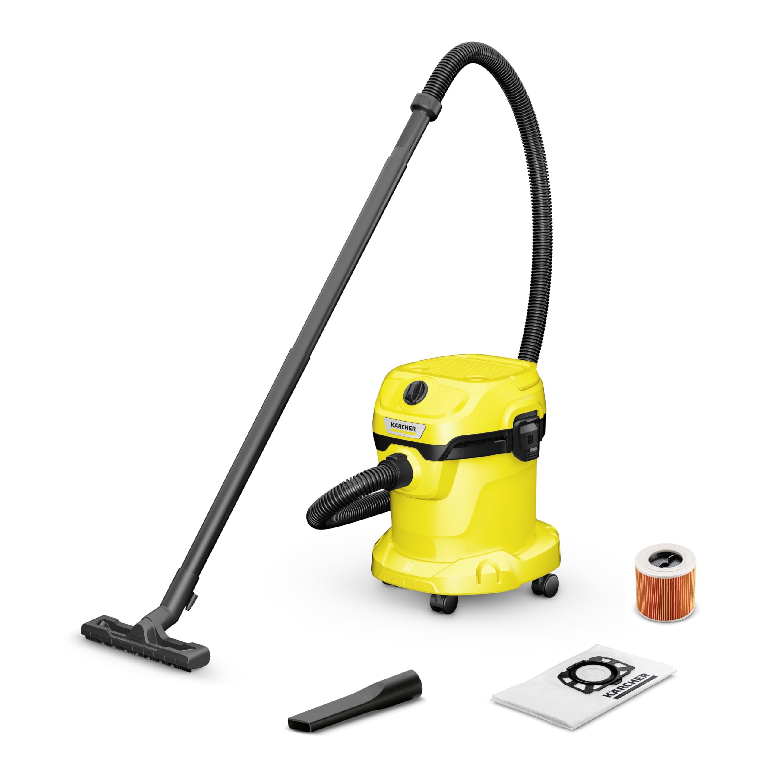 Kärcher WD 2 Plus Wet and Dry Vacuum Cleaner | 1000W 15L Steel Tank