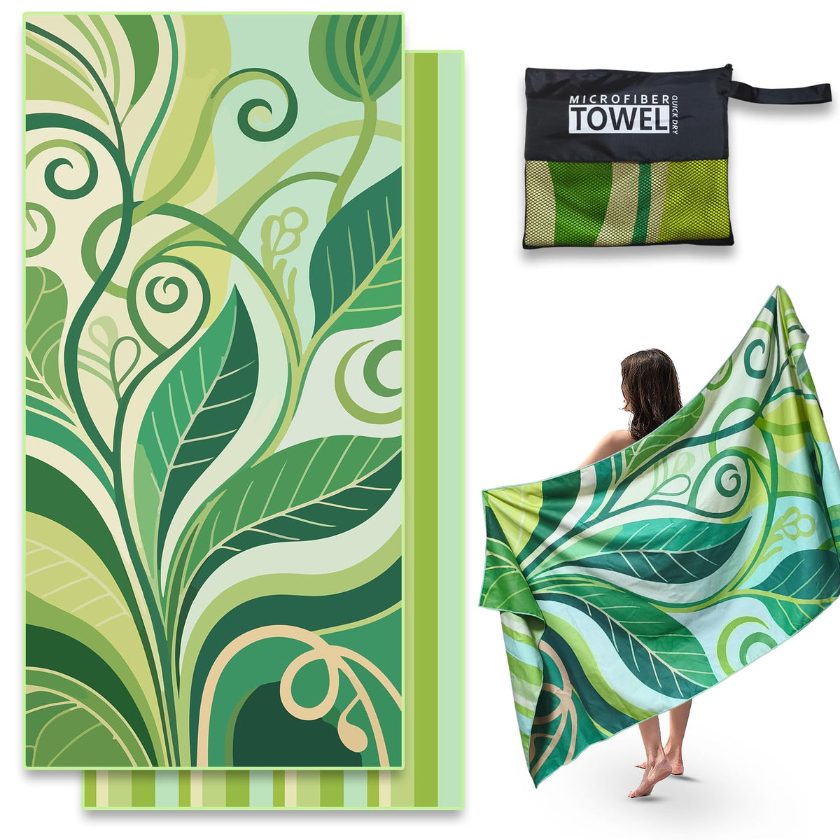 Anavasi 1 Pack Microfibre Beach Towels for Adults, 180 x 90 cm with Net Bag - image 1
