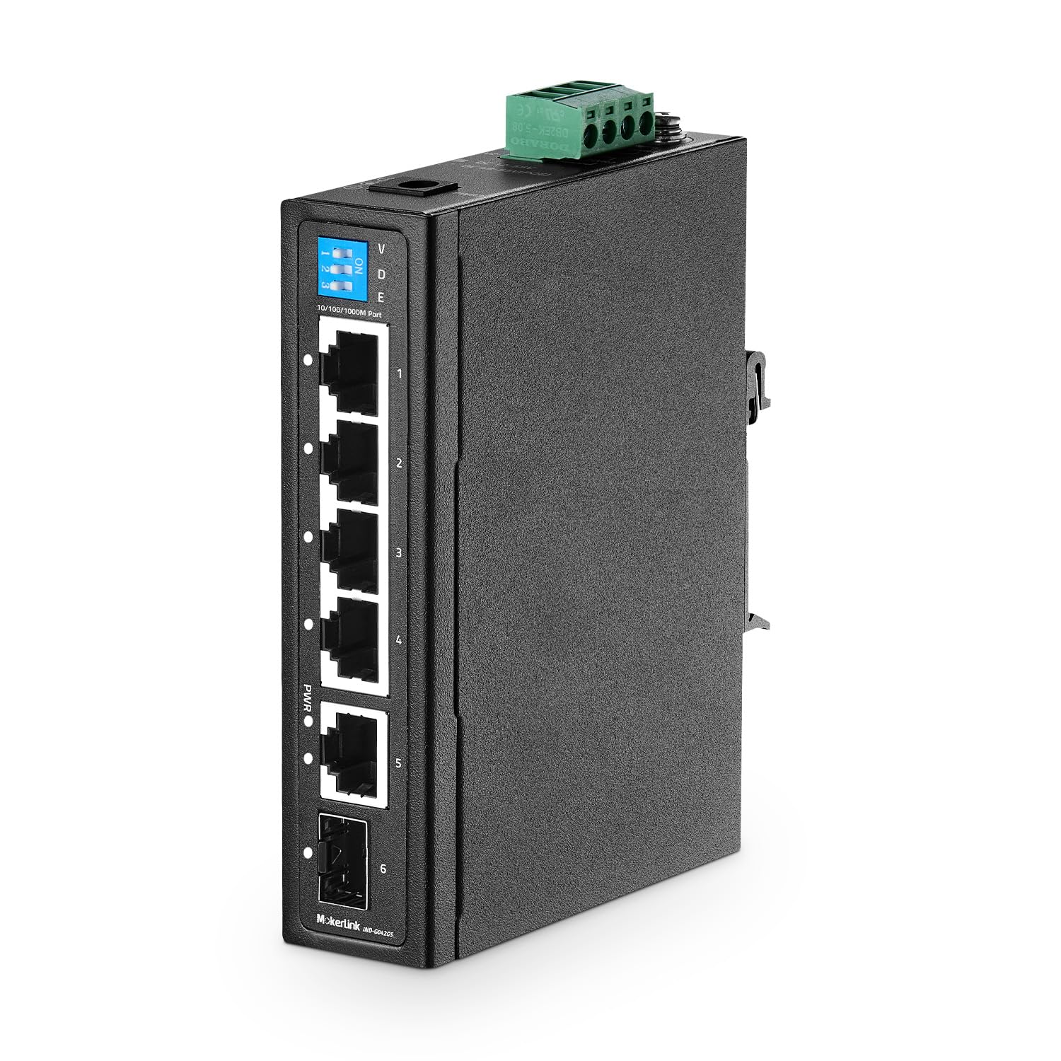 MokerLink 6 Port Industrial Gigabit Ethernet Switch | 1 SFP & DIN-Rail Mount