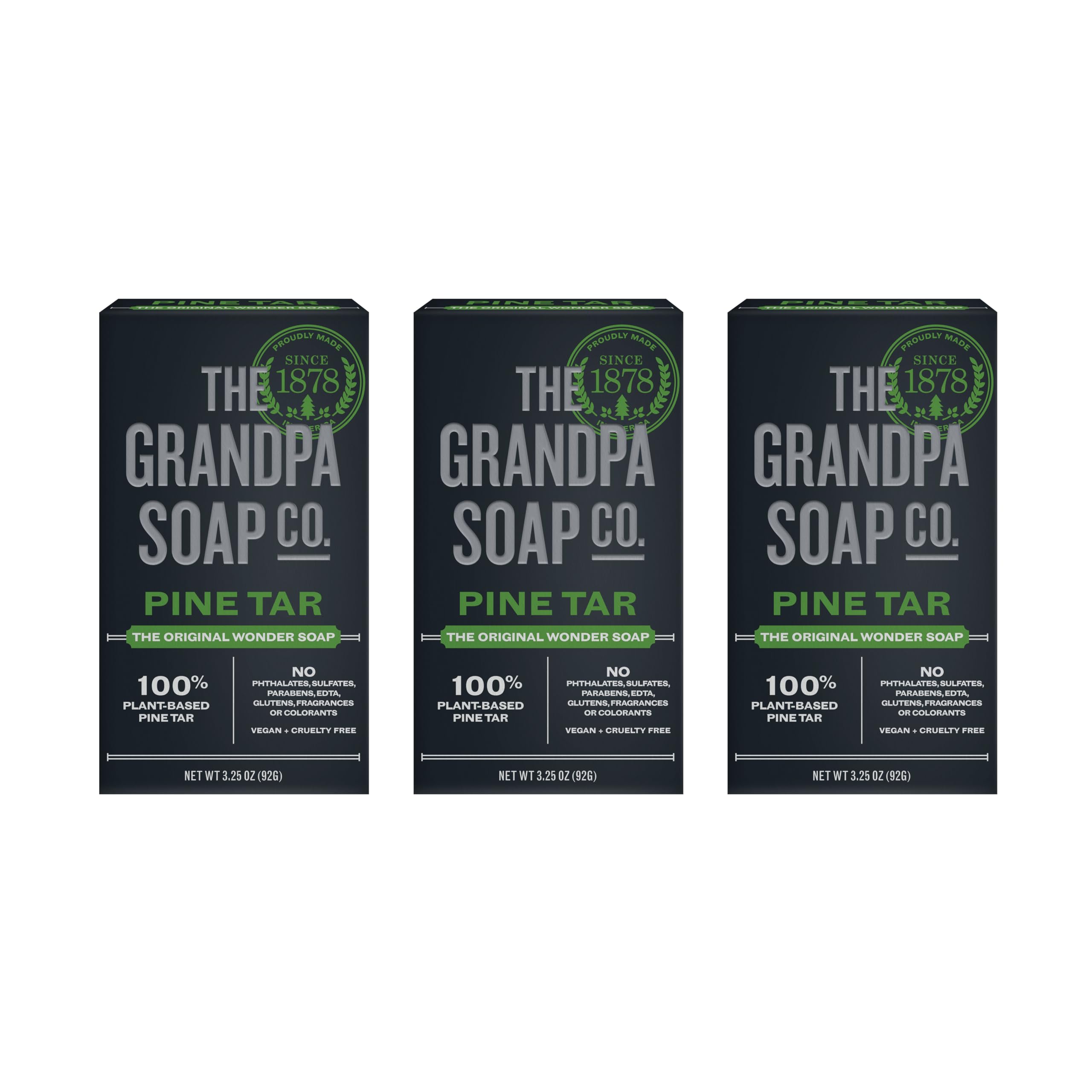 Grandpa's Pine Tar Bar Soap – Natural Antibacterial 3-in-1 (3 Pack)