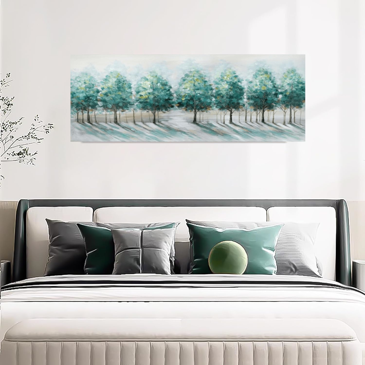 FajerminArt Green Trees Landscape Canvas Wall Art | Large 120x50cm