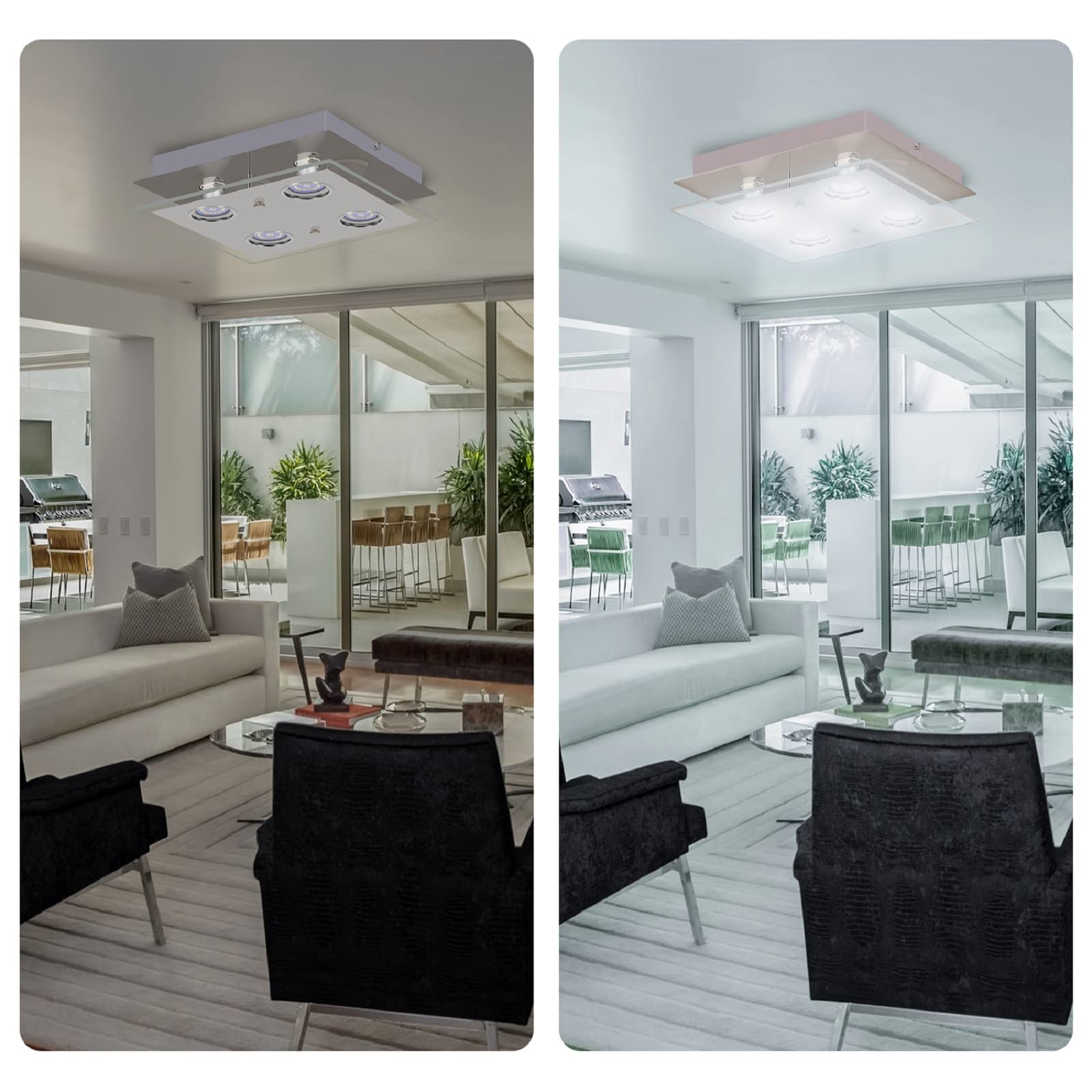 Allesgute 4-Way Flush Ceiling Light | Chrome Square Spotlight 6000K