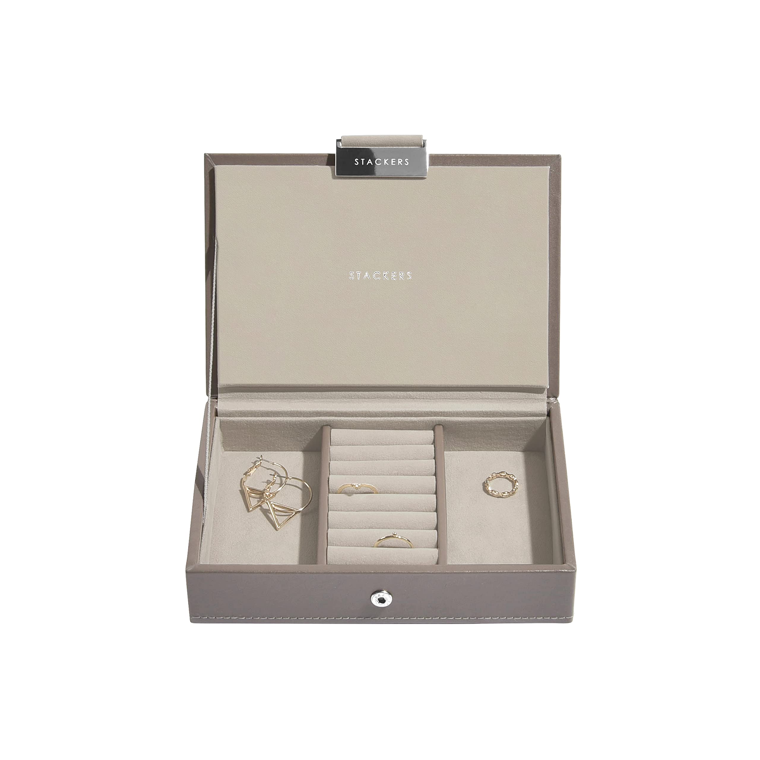 Stackers Mink Mini Jewellery Box Lid | Velvet Lined Jewelry Organizer
