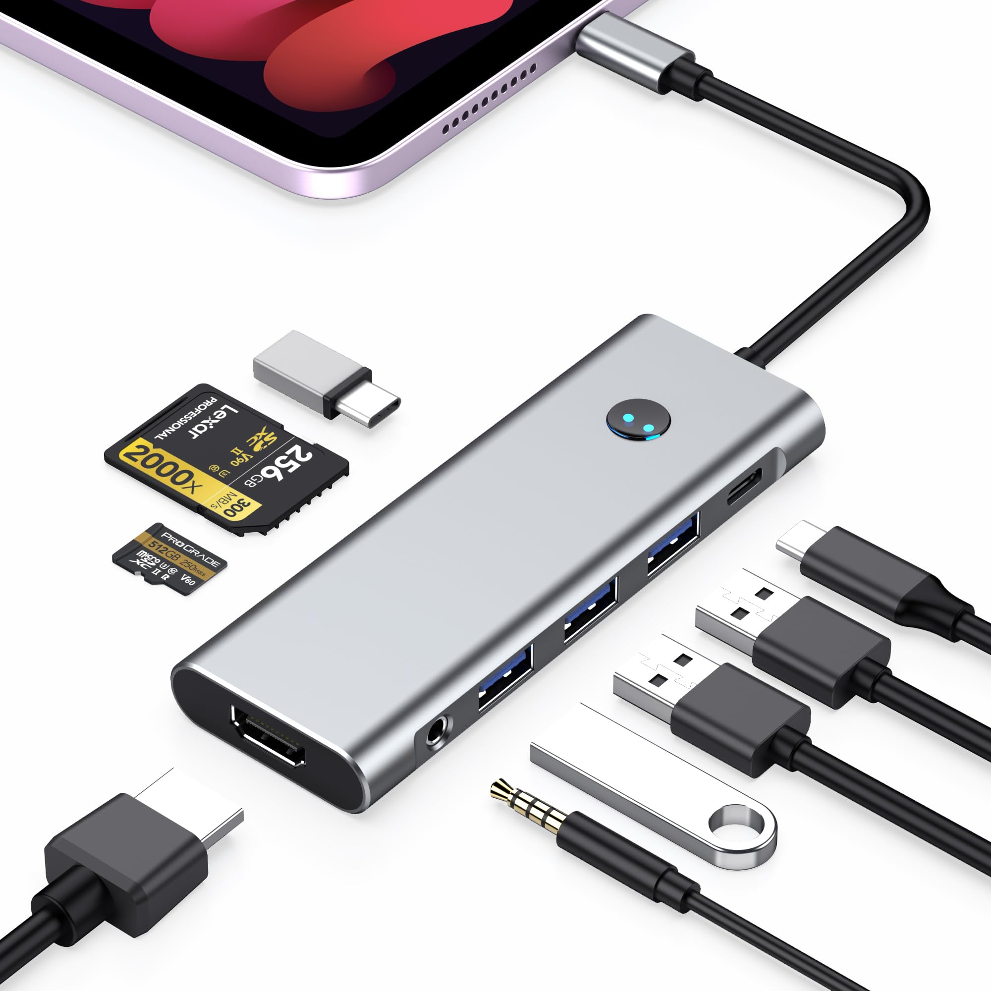 9-in-1 USB C Hub – 4K 60Hz HDMI & 100W PD Dock for iPad Pro