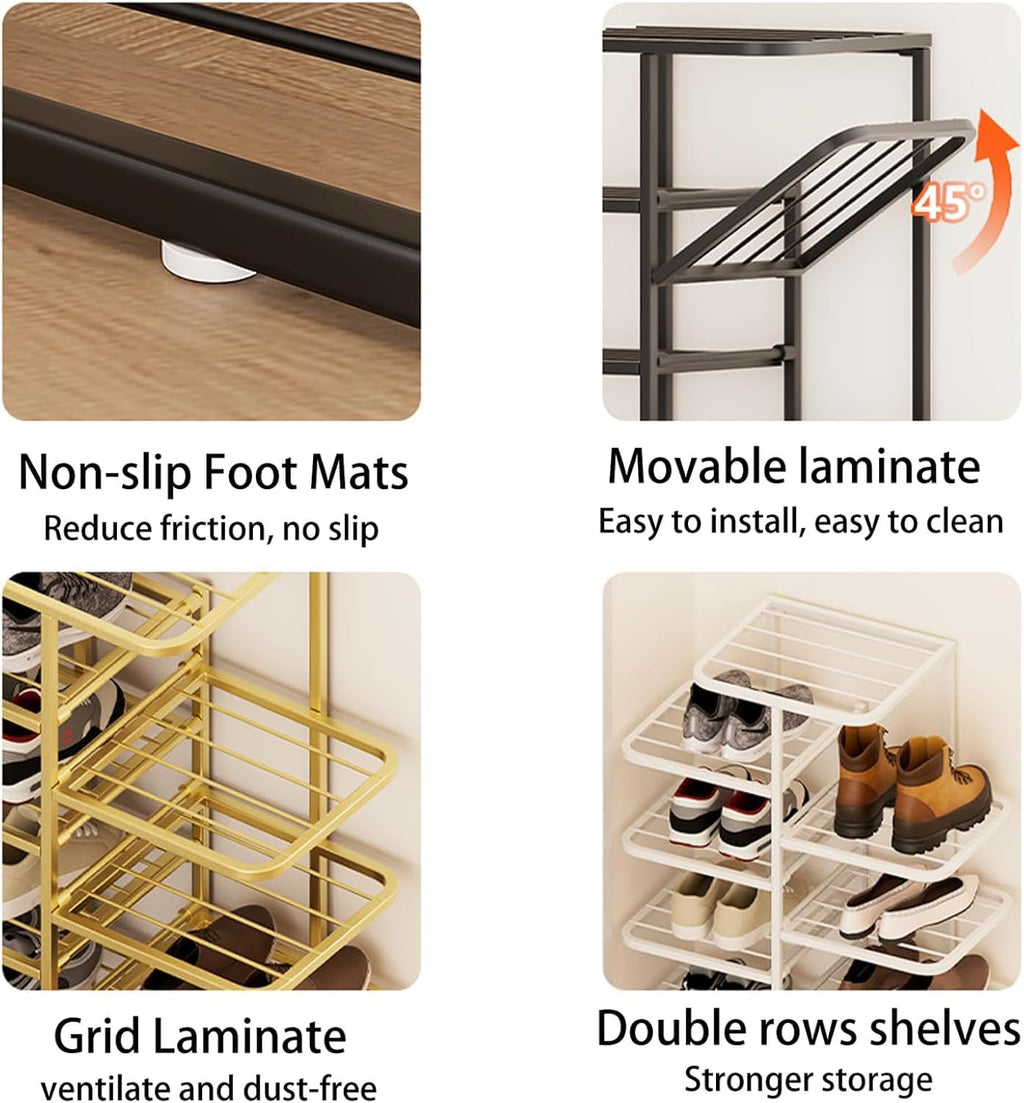 YOUSIS Vertical Shoe Rack Gold Metal, Multi Tier Shoe Storage Organizer - image 5