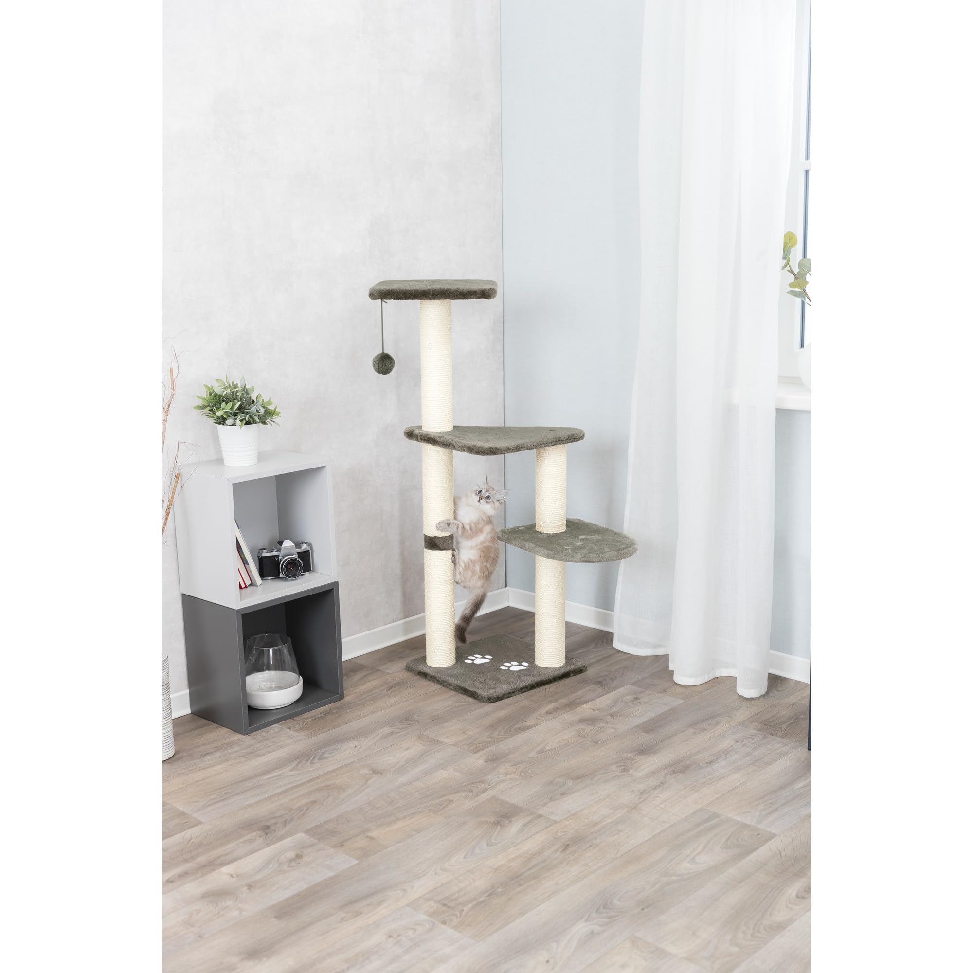 Trixie Altea Cat Scratching Post - 117cm Sisal & Plush - Platinum Grey