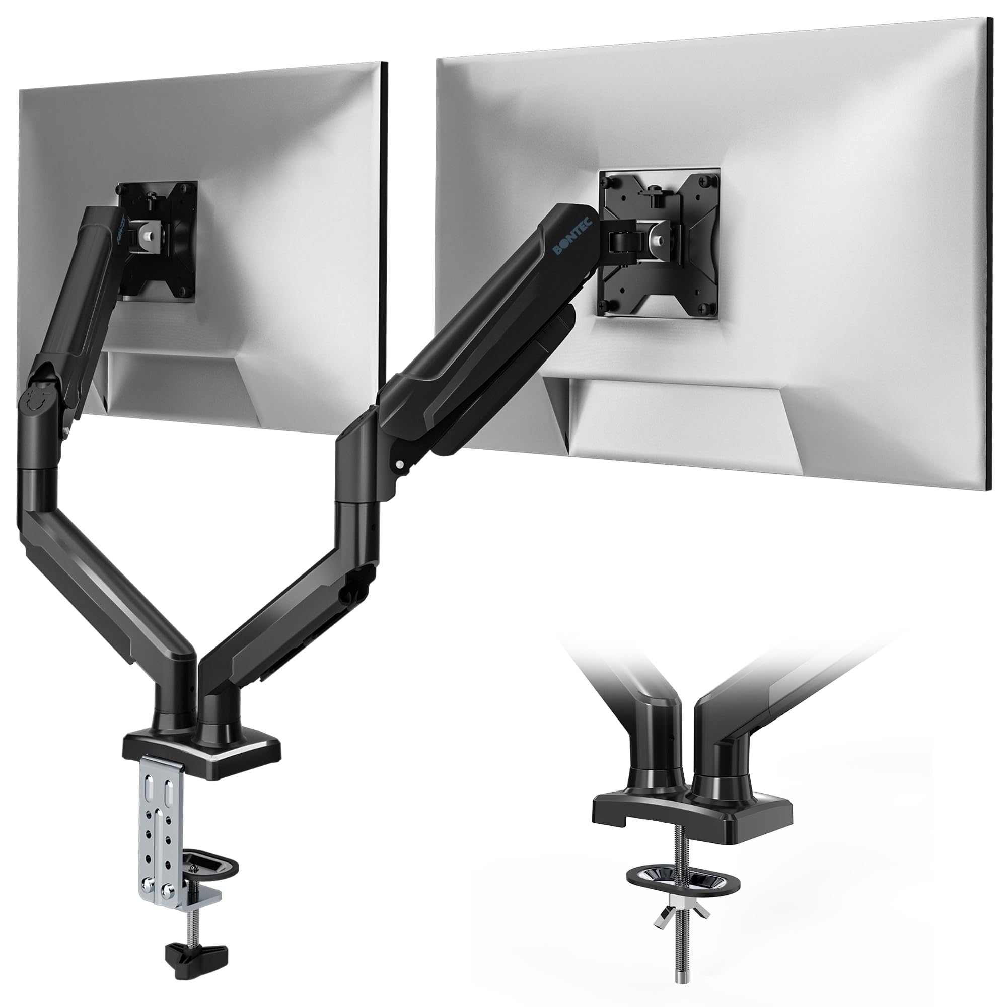 BONTEC Dual Monitor Stand – Gas Spring Desk Mount for 13-32" Screens