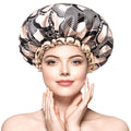 mikimini Waterproof Shower Cap for Women – Reusable Champagne 2-Pack