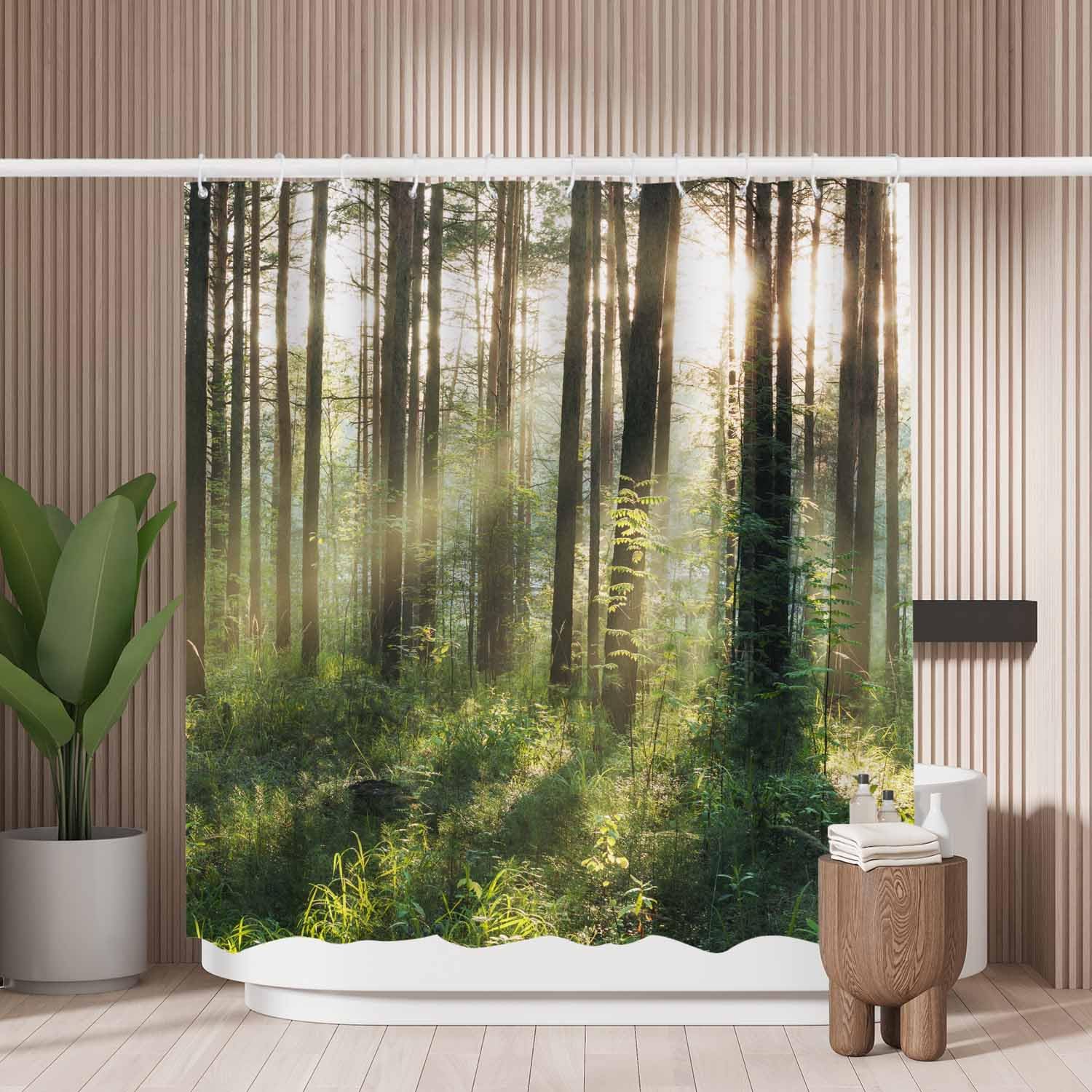 Woutay Sunset Woods Shower Curtain – Mold Resistant Waterproof Polyester