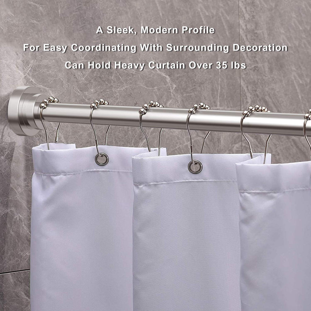 Shower Curtain Rod extendable120-290cm, Non-Slip, Never Rust, Tension Curtain Rod, No Drilling,304 Stainless Steel
