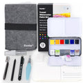 Funto Travel Watercolor Paint Set | 12 Colors with 10 Postcards & Brushes