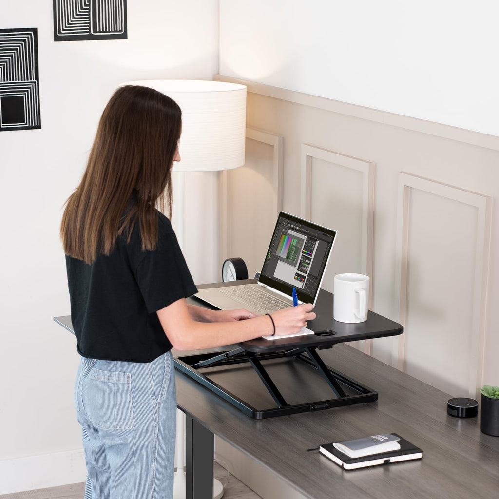 VIVO Standing Desk Riser | Ultra-Slim Height Adjustable Desk Converter