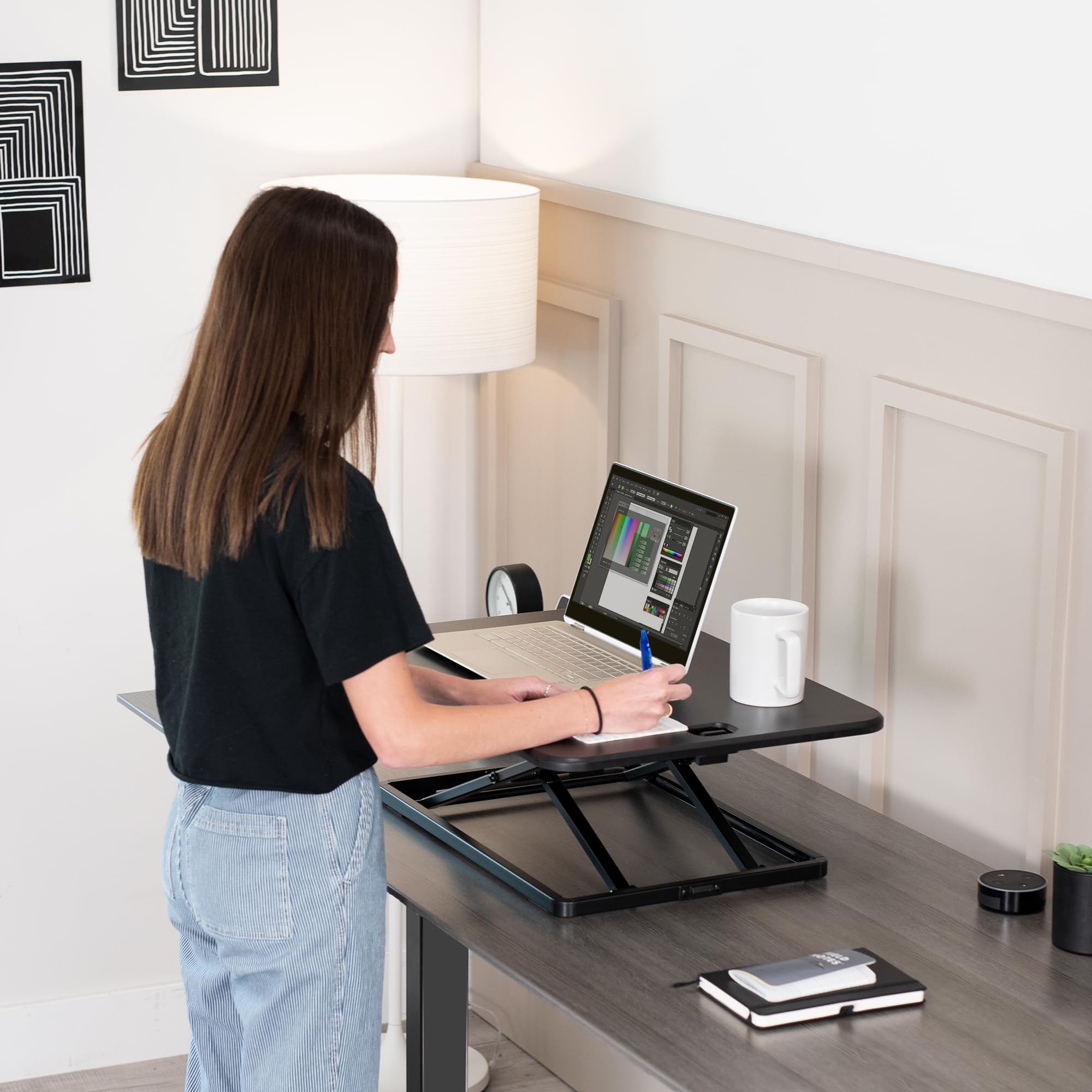 VIVO Standing Desk Riser | Ultra-Slim Height Adjustable Desk Converter