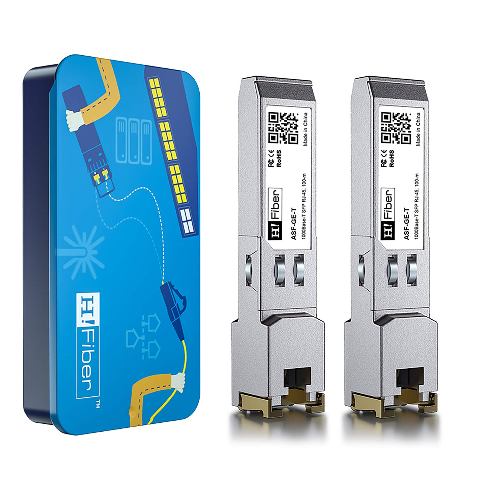 H!Fiber 1G SFP RJ45 Module – 1000Base-T Copper Transceiver, 2-Pack