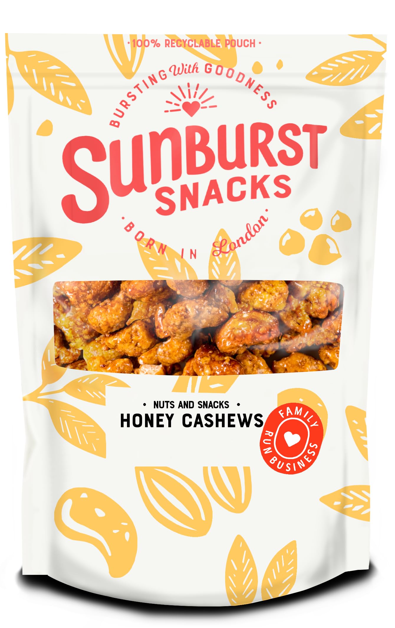 Sunburst Snacks Honey Roasted Whole Cashew Nuts – Non-GMO, 500g