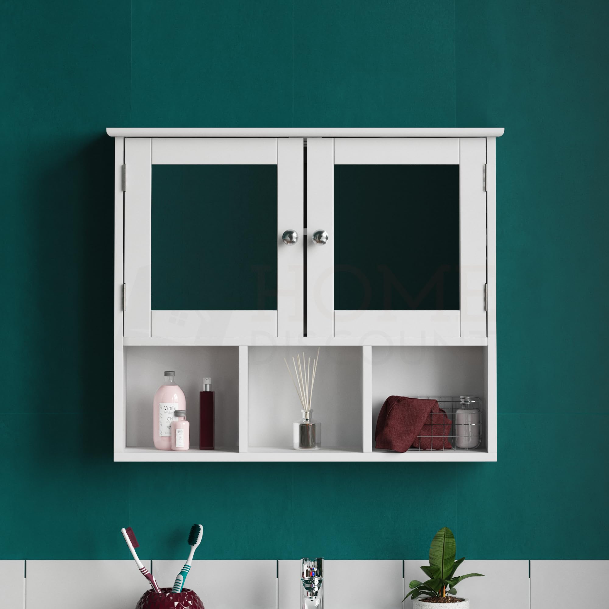 Bath Vida Priano Mirrored Bathroom Cabinet – White Wall Mounted MDF