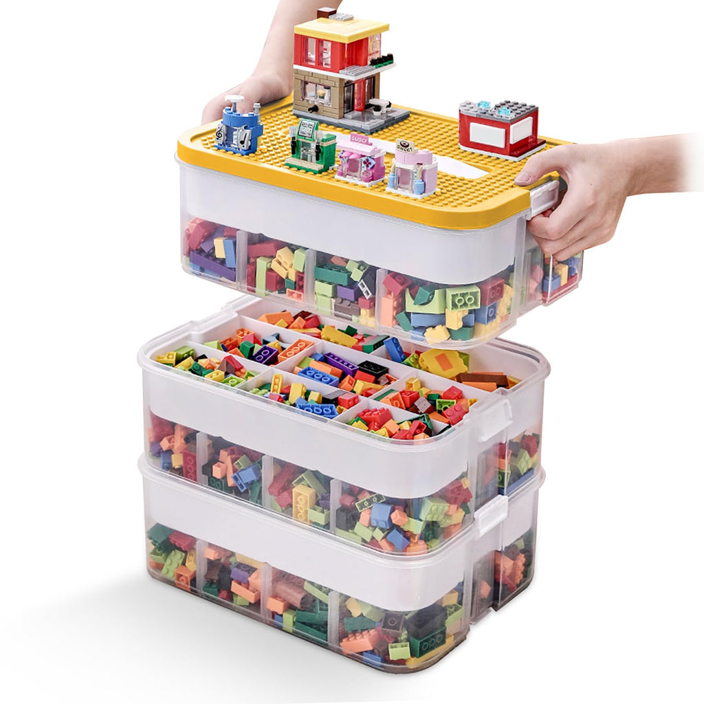 Storage Organiser for Lego, 3 Layers Stackable Storage Box with Lids - image 1