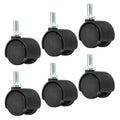 PATIKIL 1 Inch Swivel Casters, 6 Pack Nylon 360 Degree Threaded Swivel Stem Wheels Wire Shelving for Furniture Replacement, Black - image 1